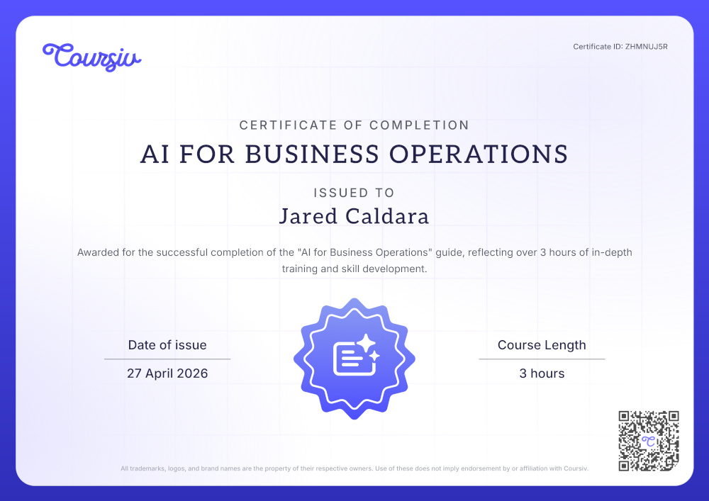 Jared Caldara, AI for Business Operations Certificate