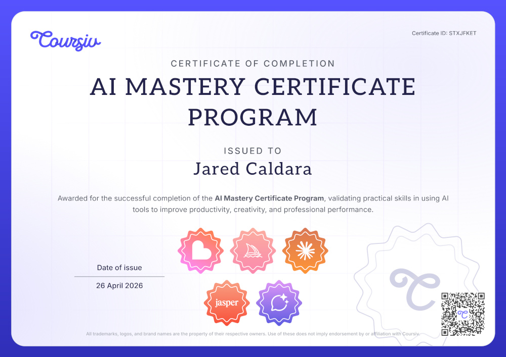 Jared Caldara, AI Mastery Certificate Program