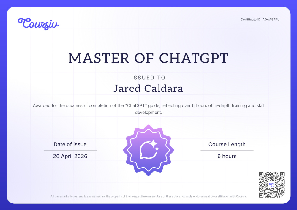 Jared Caldara, Certified Master of ChatGPT