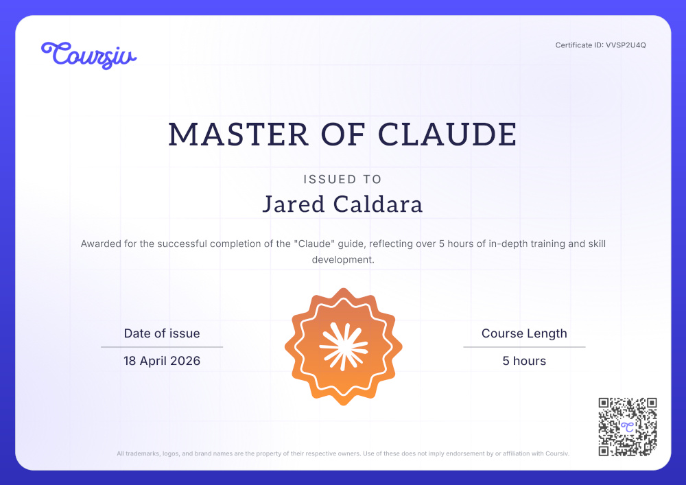 Jared Caldara, Master of Claude