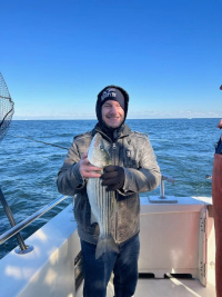 Skilled Fisherman Jared Caldara catches record breaking fish in Atlantic Ocean.